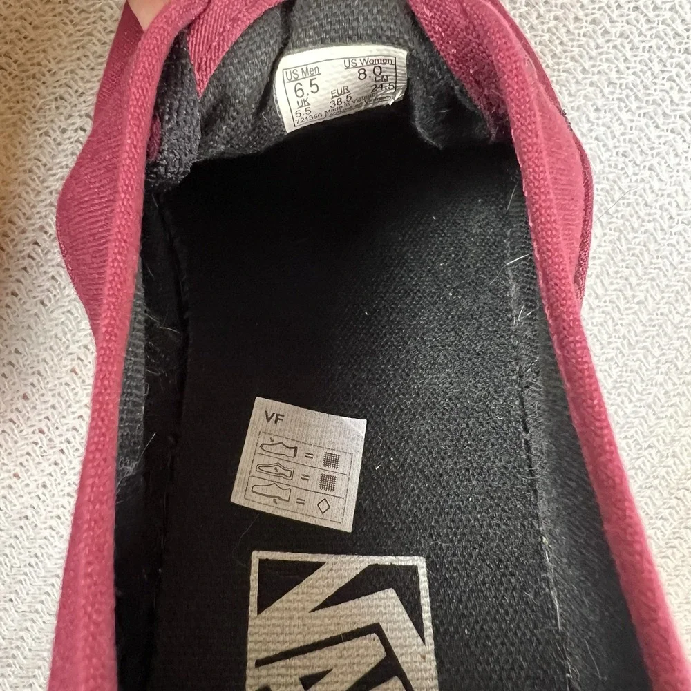 Vans Canvas Lace Up Sneakers Womens 8 Burgundy‎ Skateboard Casual Comfort Shoes